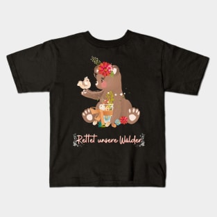 Teddy Bär Wald Retten Prinzessin Blumen Süß Kids T-Shirt